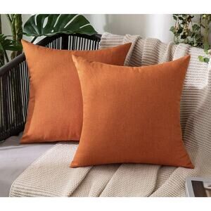Miulee Pack of 2 Decorative Outdoor Waterproof Throw Pillow Covers Orange 18x18